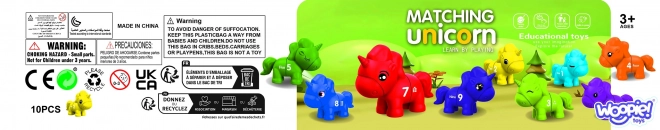 Montessori komplet za učenje številk in barv Samorogi