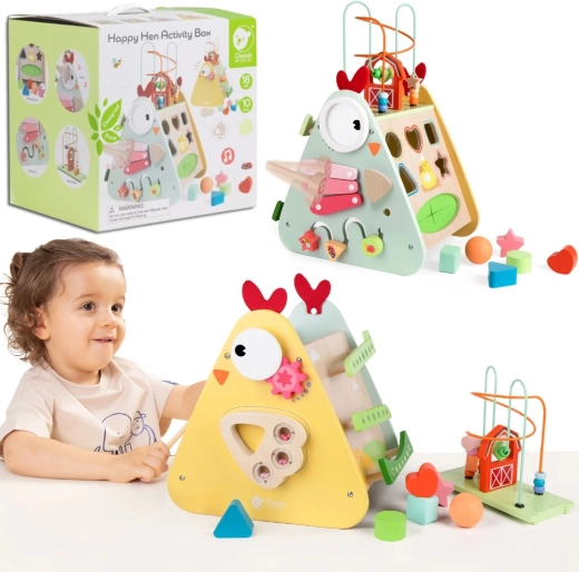 Lesena montessori kocka 10v1 CLASSIC WORLD vesela kmetija XXL