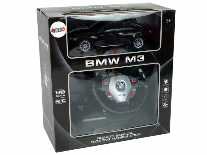 BMW M3 daljinsko voden avto črn 2.4G volan 1:18 zvočna svetila