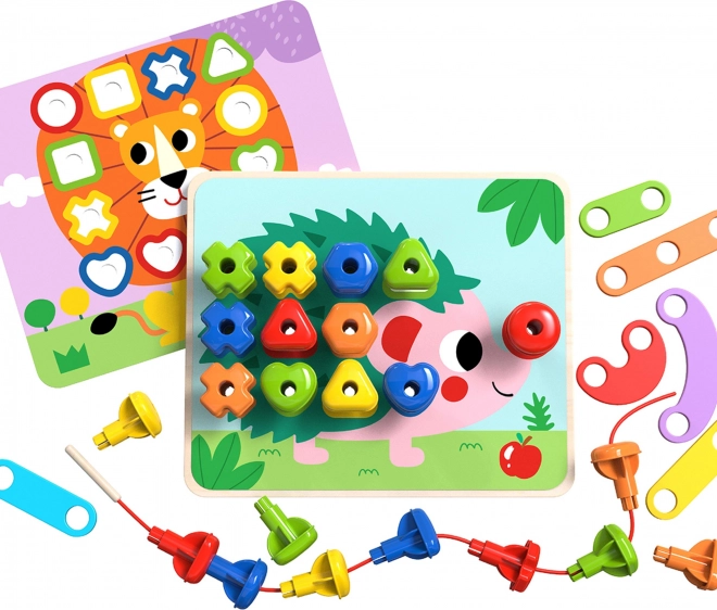 Večnamenska tabla Tooky Toy z barvnimi vijaki za učenje oblik