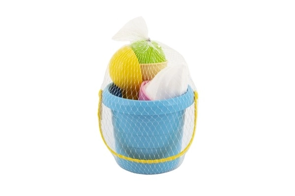Set za pesek plastično vedro + modelčki sladoled v mrežici 12x17x12cm 12m+