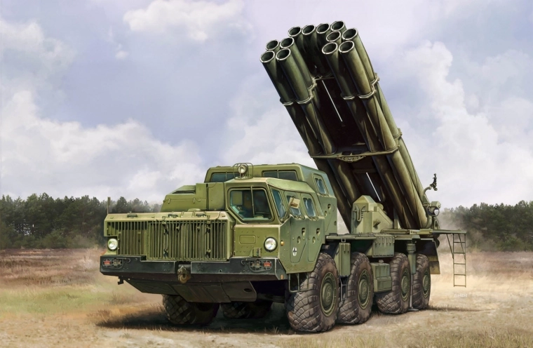 Plastični model ruskega raketometa 9A52-2 Smerch