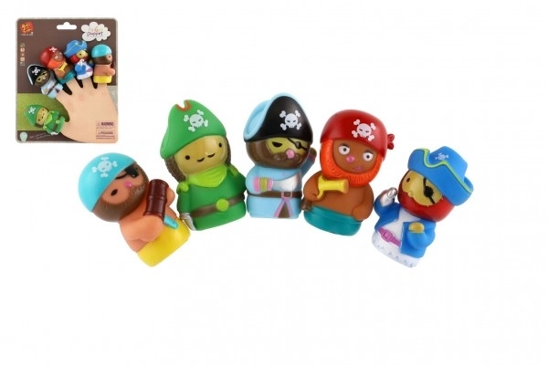 Piratska lutka na prste 5 kosov guma 6cm na kartici 16,5x20cm