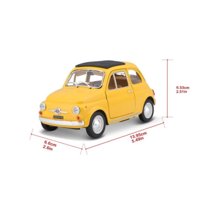 Model avtomobila Bburago Fiat 500 F 1965 rumen 1:24