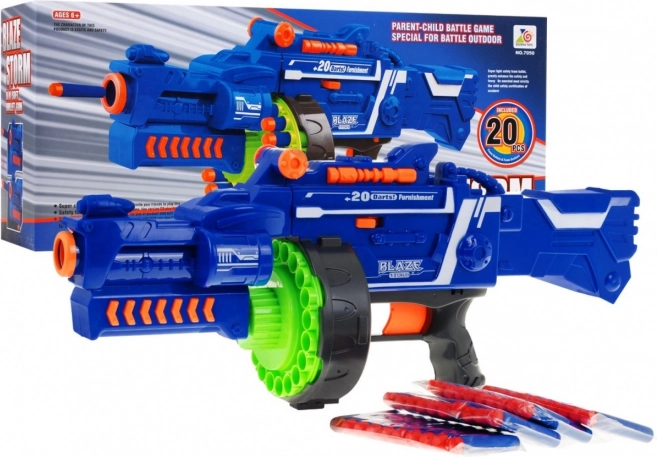 Polavtomatski otroški blaster BLAZE STORM 6+ z bobnastim nabojnikom in 20 penastimi puščicami
