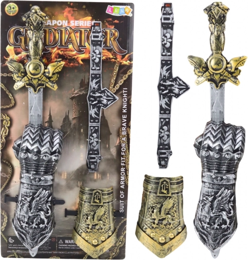 Komplet otroškega viteza Gladiator z mečem, ščitniki in pasom