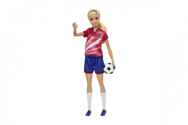 Barbie nogometna punčka v rdečem dresu