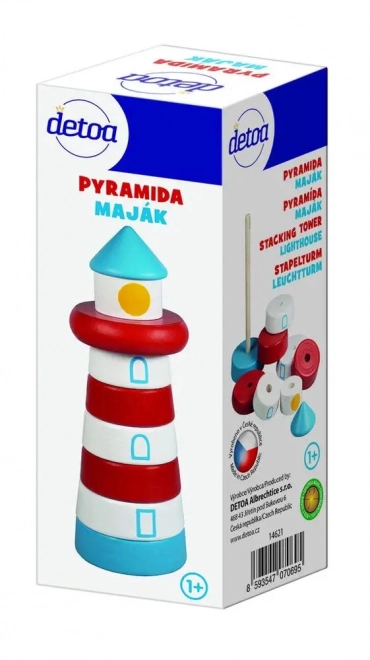 Lesena sestavljanka piramida svetilnik DETOA