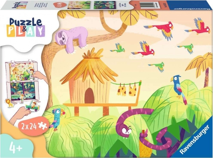 Ravensburger Puzzle & Play: pustolovščina v džungli 2×24 koščkov
