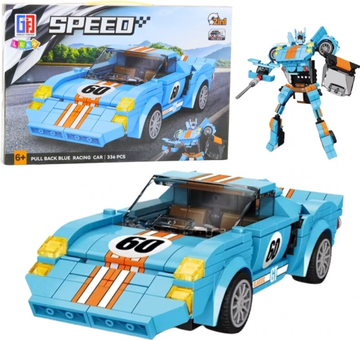 Gradbeni set Avto Robot 2v1 Oranžno-Modri Pogon 336 kosov