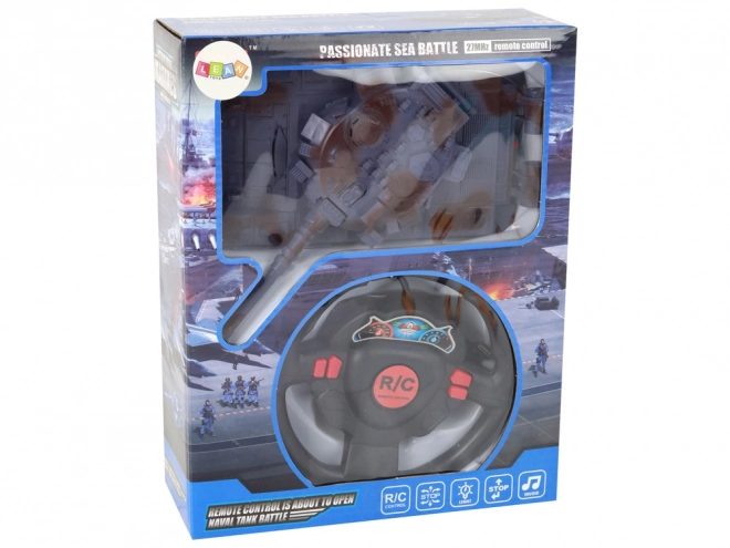 R/C daljinsko voden tank Luči Zvok Mornarsko modra 1:18 27MHz