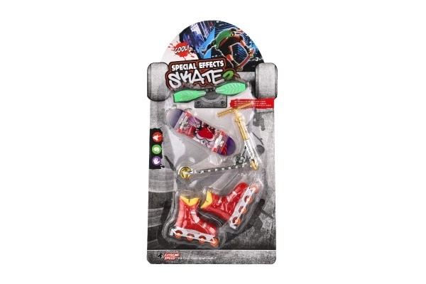 Set skateboard, waveboard, rolerji, prstni skiro plastični mix vrst na kartici 16x30cm