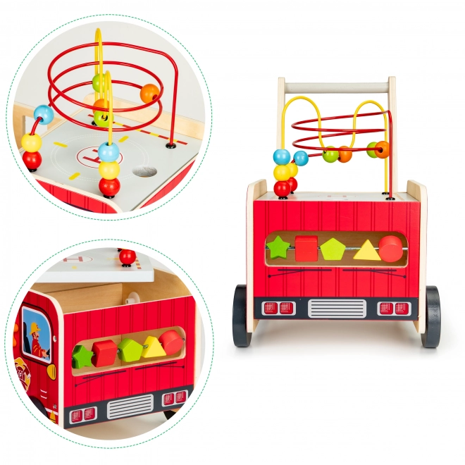 Lesena izobraževalna hojica z kockami - Gasilski avto ECOTOYS