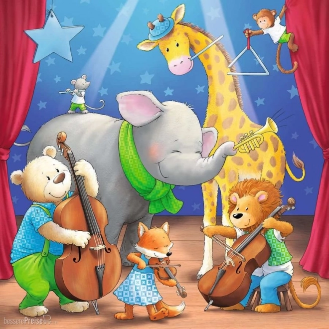 Ravensburger puzzle živali na odru 3x49 kosov