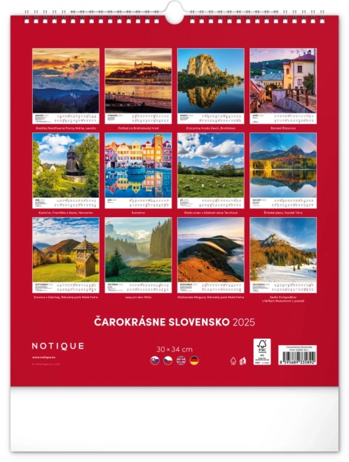 NOTIQUE Stenski koledar Čarobna Slovenija 2025, 30 x 34 cm