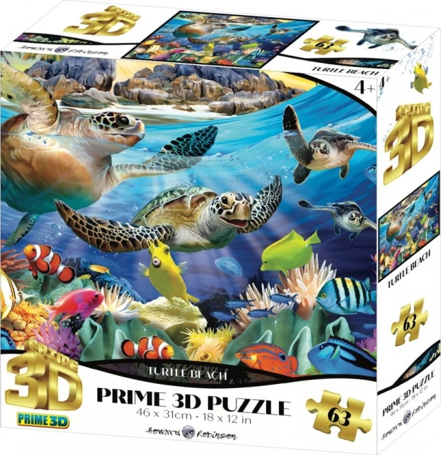 3D puzzle želva 63 kosov