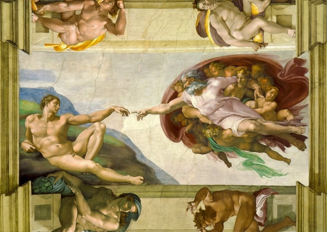 Sestavljanka Michelangelo Buonarroti: Stvarjenje Adama 1000 koščkov