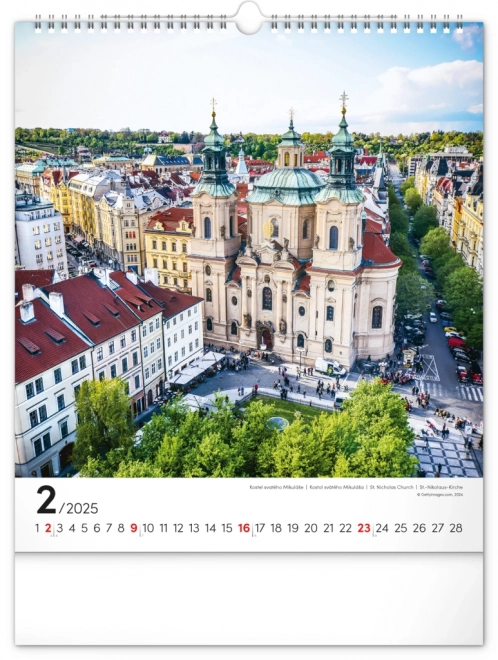 Stenski koledar Praga 2025, 30 × 34 cm