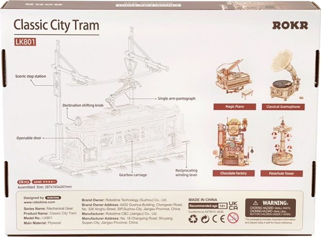 RoboTime 3D lesena mehanska sestavljanka Tramvaj