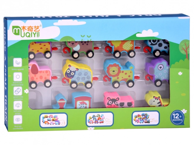 Leseni vlakec z živalmi kocke 11 el. ZA3600