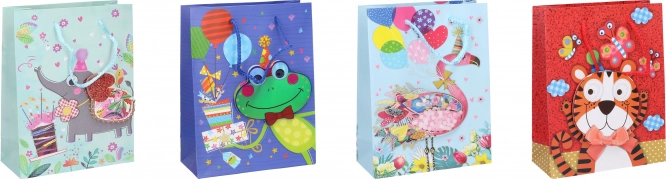 Darilna vrečka S otroška 23 × 18 × 8 cm z živalmi