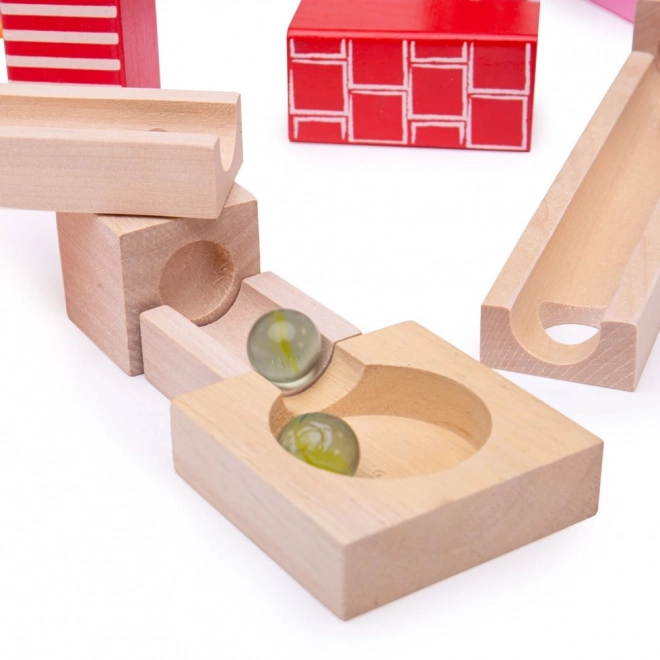 Bigjigs Toys Lesena kroglična proga barvna