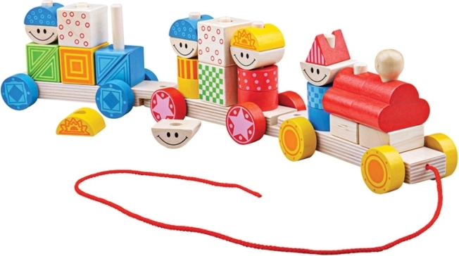 Bigjigs Baby lesen vlečni vlak z natakljivimi kockami