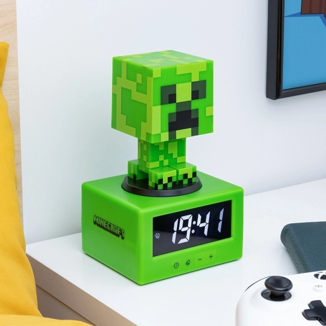 Budilka Minecraft Creeper z nočno lučko 16 cm