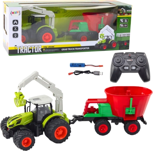 RC traktor s sejalnico in vrtljivim prijemalom 2,4 GHz