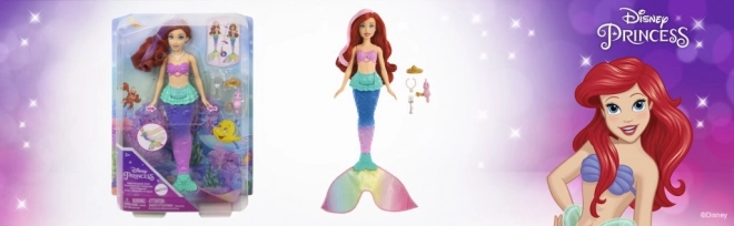 MATTEL Disney Princess punčka Ariel mala morska deklica plava, spreminja barvo