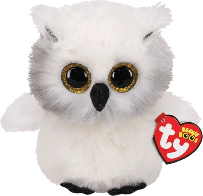 TY Beanie Boos maskota - sova Austin 15 cm bela