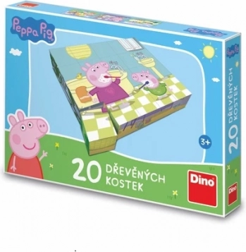 Lesene slikovne kocke Peppa Pig Vesel dan