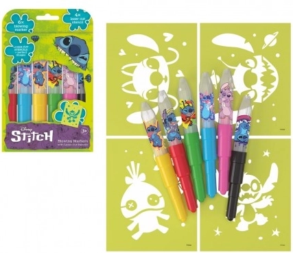 Pihalni flomastri s šablonami Lilo & Stitch v škatli