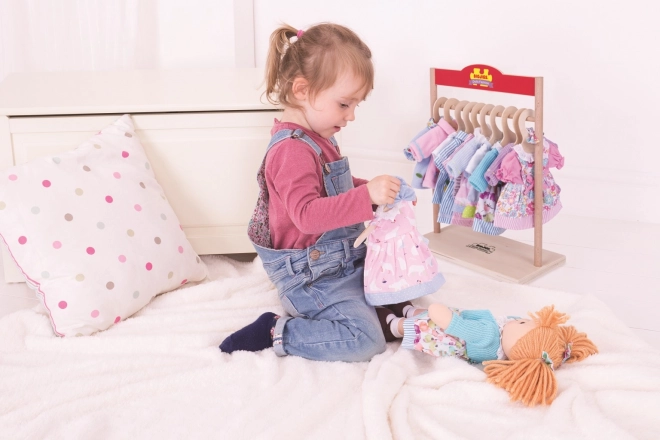 Bigjigs Igrače Modri plašč s klobukom za punčko 28 cm