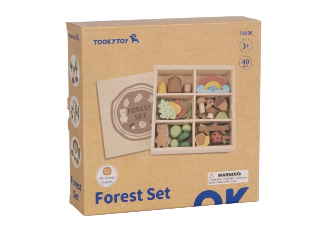 Gozdarski set z lesenimi kockami Tooky Toy