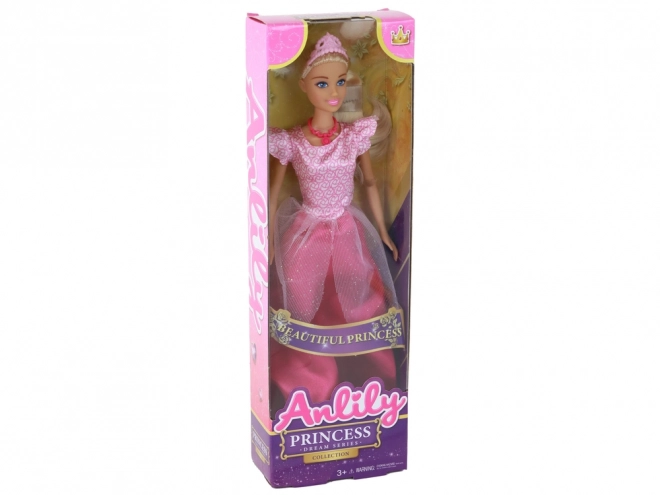 Lutka Anlily Princeska Blondinka s Tiarou v Roza Obleki