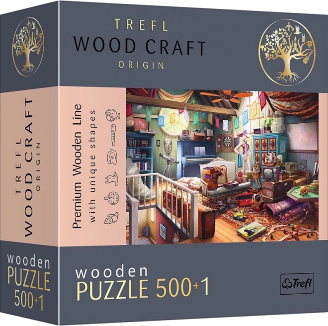 Lesene dvostranske sestavljanke Pokladi na podstrešju 501 koščkov TREFL Wood Craft Origin