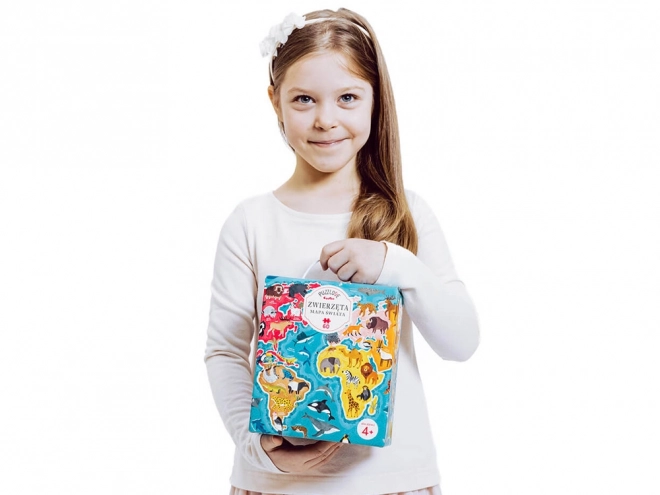 Uganka 60 kosov Puzzlove - Zemljevid sveta Živali
