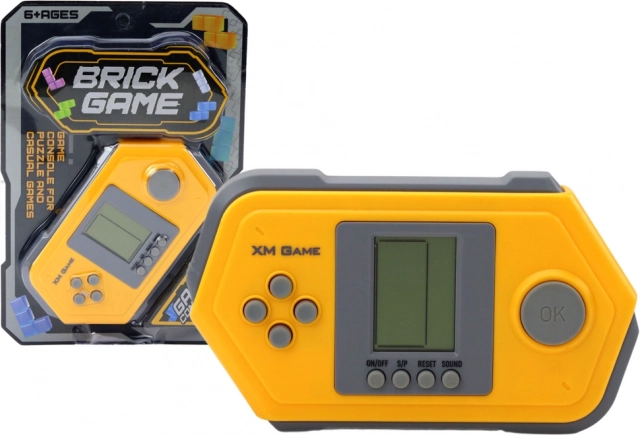elektronska žepna konzola Tetris Brick Game – sivo‑rumena