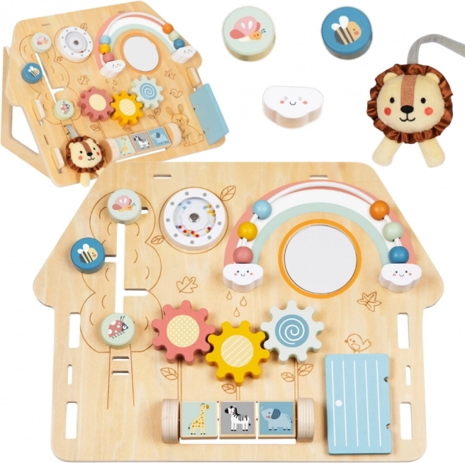Tooky Toy Velika Lesena Manipulacijska Tabla Hiša - Aktivnostni Center