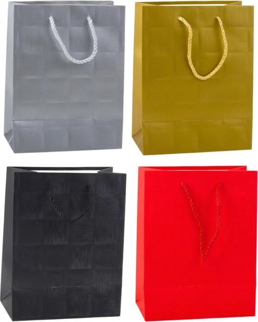 Darilna vrečka z reliefnim vzorcem kvadratov 23 × 18 × 10 cm