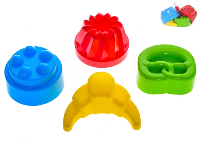 Modelčki za pesek bábovke 10-12 cm 4 kosi v mrežici
