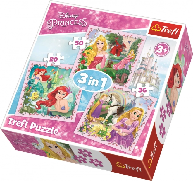 trefl sestavljanka disney princese s prijatelji 3v1 (20, 36, 50 koščkov)