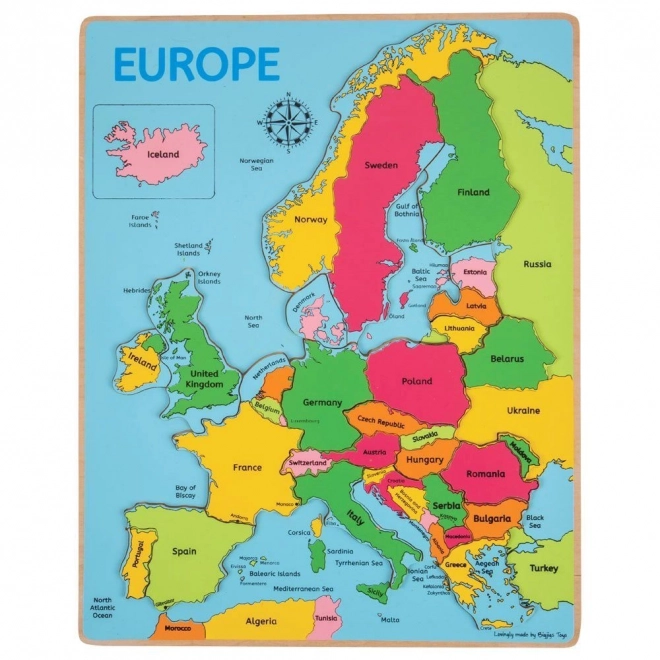 Bigjigs Toys Leseno puzzle zemljevid Evrope 25 kosov