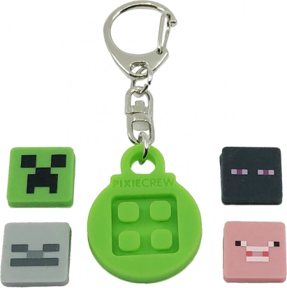 PIXIE CREW okrogla obesna verižica za ključe s tematskimi multipixli MINECRAFT