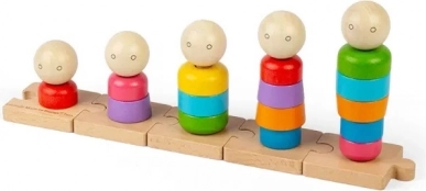 Mavrična nalagalna družina iz lesa BIGJIGS TOYS
