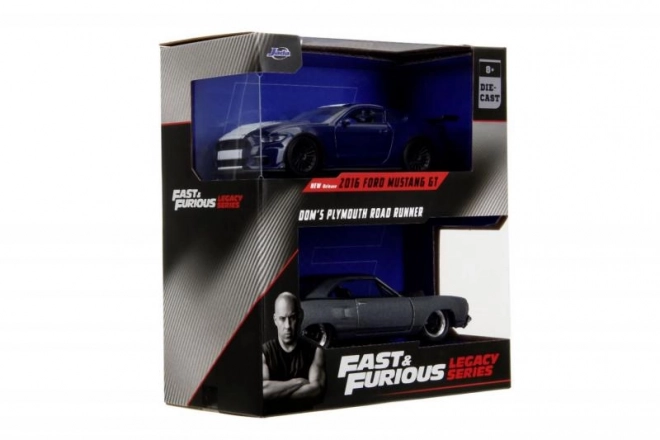 Dvojni paket modelov avtomobilov Ford Mustang GT350 in Plymouth Road Runner iz Hitri in drzni