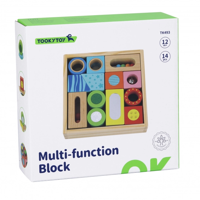 Tooky Toy lesene večnamenske senzorične kocke