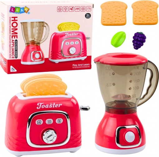 Kuhinjski igralni set: Toaster in mešalnik z učinki, roza