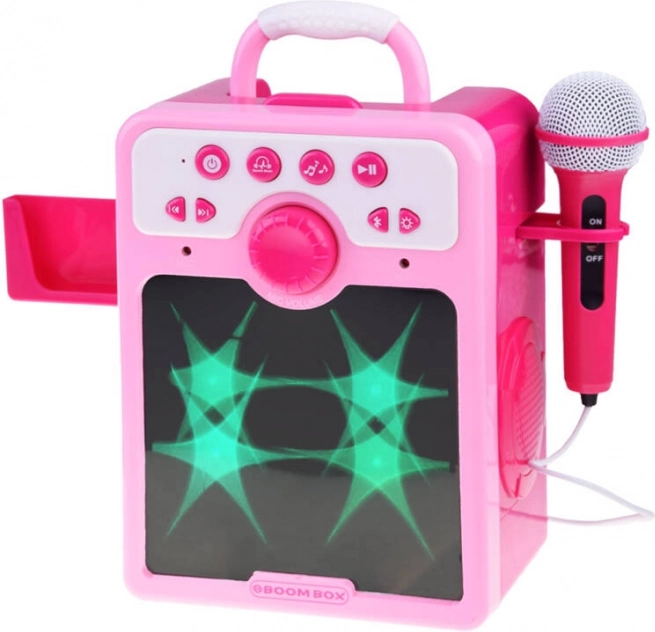 Rožnat otroški boombox z mikrofonom